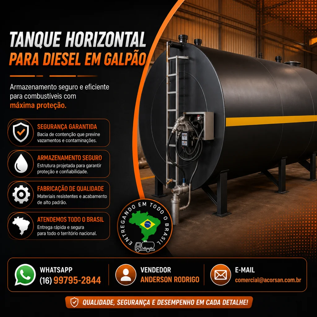 Tanque Horizontal com Berço e Apoio Mecânico