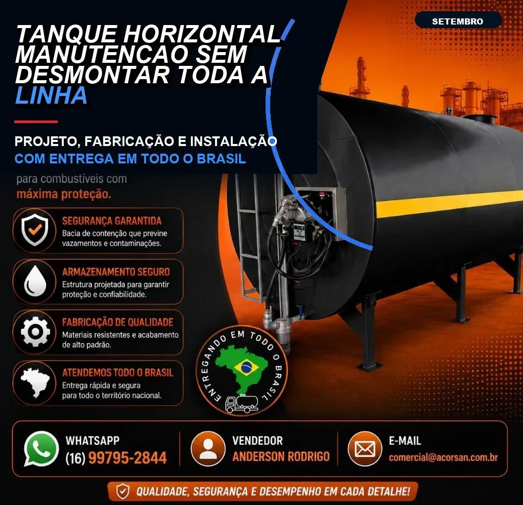 Tanque horizontal manutenção sem desmontar toda a linha